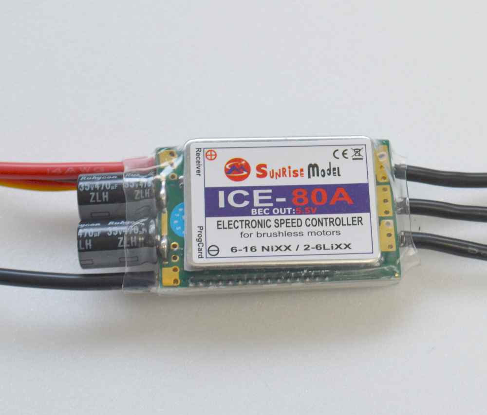 Brushless ESC SunriseModel ICE 80A, with 5.5V BEC voltage