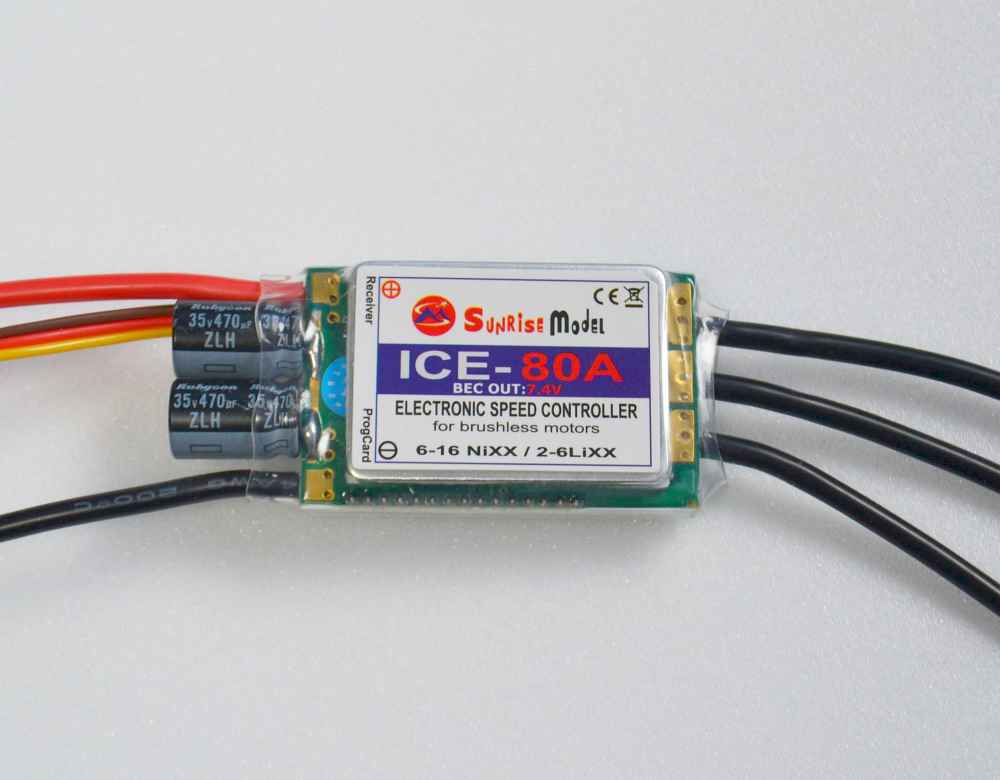 Brushless-Regler SunriseModel ICE 80A, mit 7,4V BEC Spannung