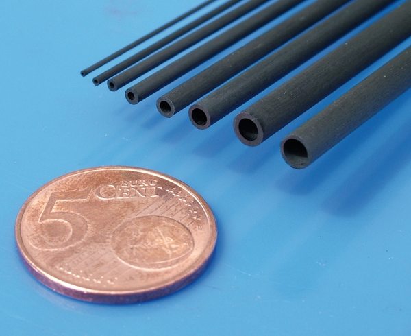 Kohlefaser-Rohr DPP Micro, pultrudiert, außen ø 2.5mm, innen ø 1.5mm,1000mm lang