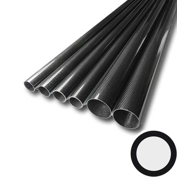 Carbon fiber tube, wound/3K/plain weave, ø12/10.5mm, 1000mm, R&G # 7412101