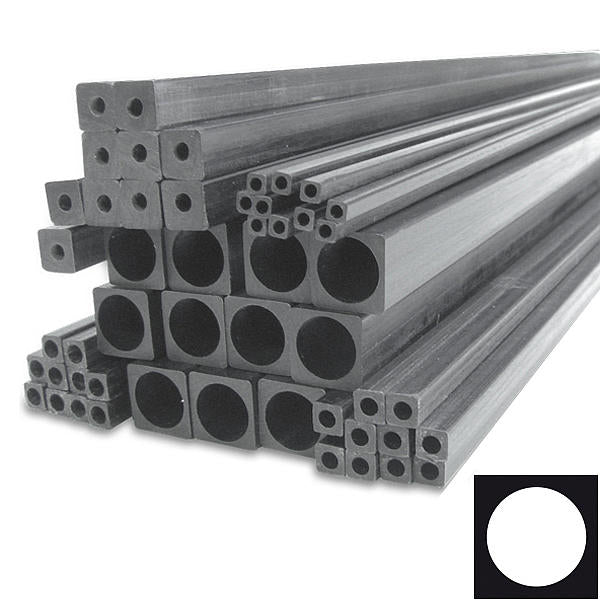 CFRP square tube, round inside, pultruded, (4x4 / Ø 3.0 x 1000mm) R&G # 7604041