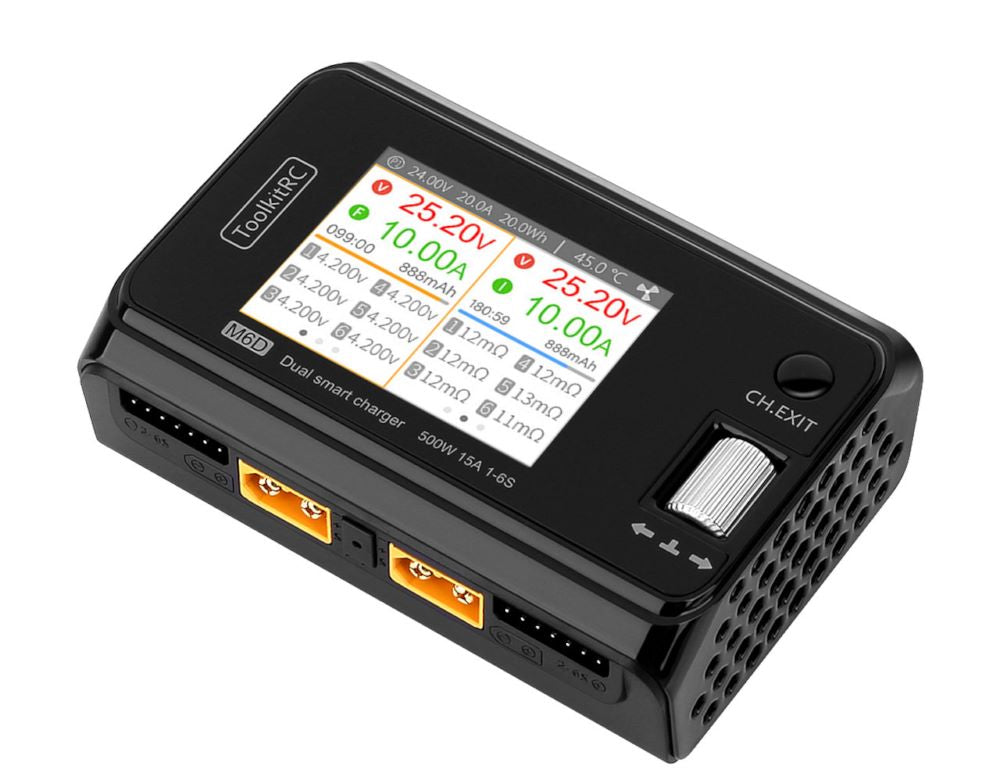 ToolkitRC M6D, 2x 1-6S LiPo Lader, bis 500W Ladeleistung, DC 7-28V