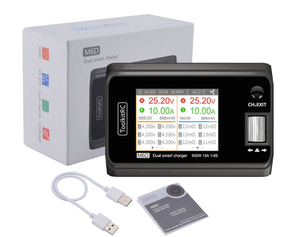 ToolkitRC M6D, 2x 1-6S LiPo Lader, bis 500W Ladeleistung, DC 7-28V