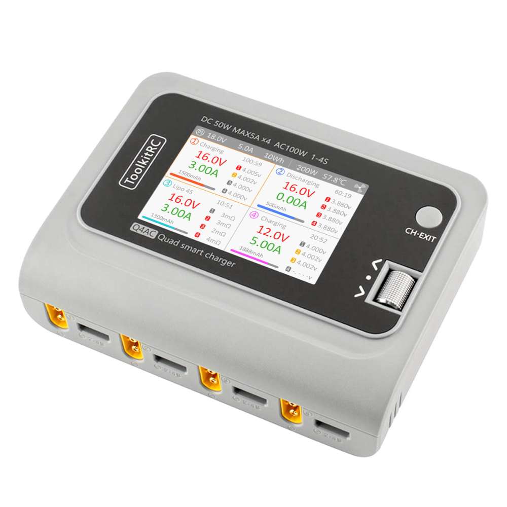 ToolkitRC Q4AC, 1-4S LiPo, 5A, 4-Channel Charger AC/DC, # TK12000