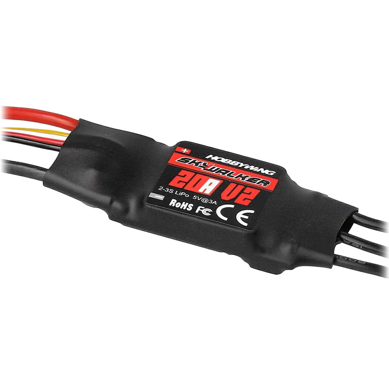 Hobbywing Skywalker Brushless Regler 20A V2, 2-3S LiPo, BEC, # HW30205200