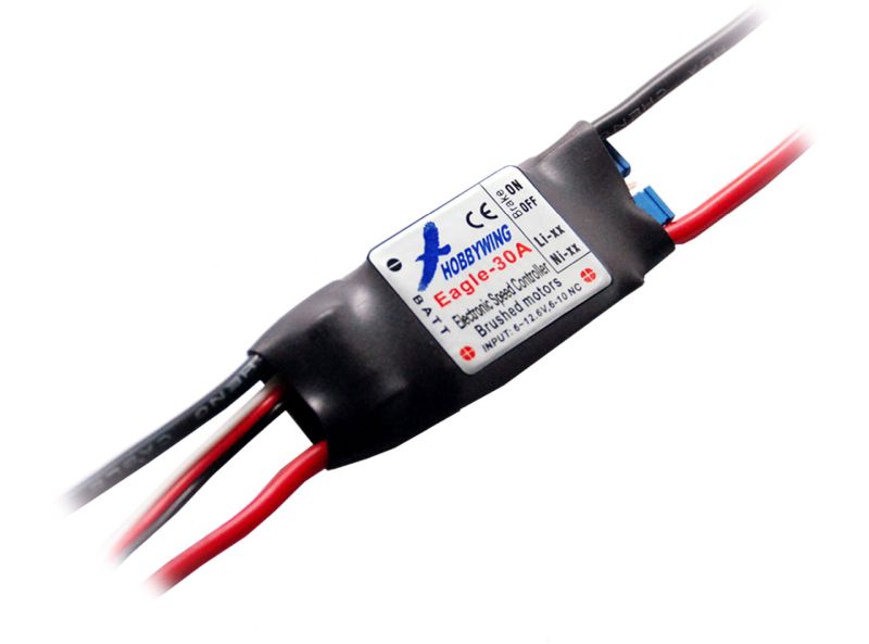 Hobbywing Eagle 30A Brushed Regler 2-3S, 1A BEC, 45x21x8mm, 21g