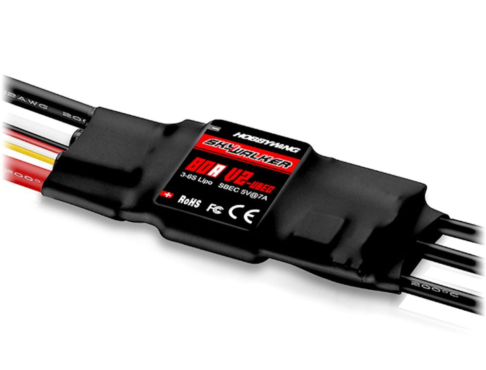 Hobbywing Skywalker Brushless Regler 80A V2, 3-6S LiPo, 7A SBEC, # HW80060440