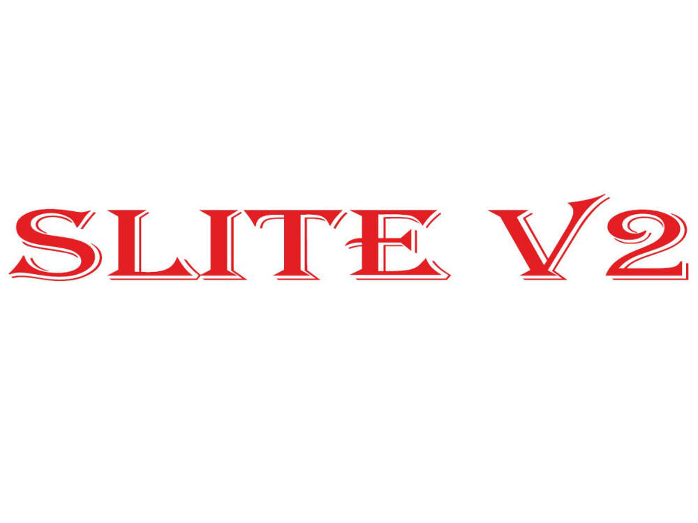 Schriftzug SLITE V2", rot (geplottet und ausgehoben auf Transferfolie)"