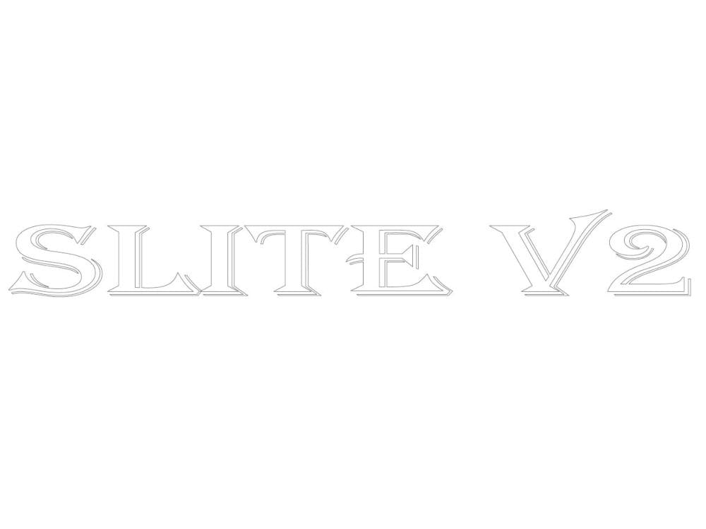 Lettering "SLITE V2", white (plotted and weeded on transfer film)"