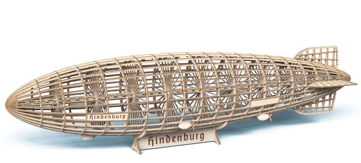 Zeppelin LZ129 Hindenburg, Wooden Construction Kit Model, Length approx. 600mm