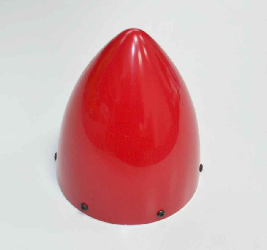 Fiberglass spinner, ø 100mm, approx. 120mm long, RED, WITHOUT propeller cutouts