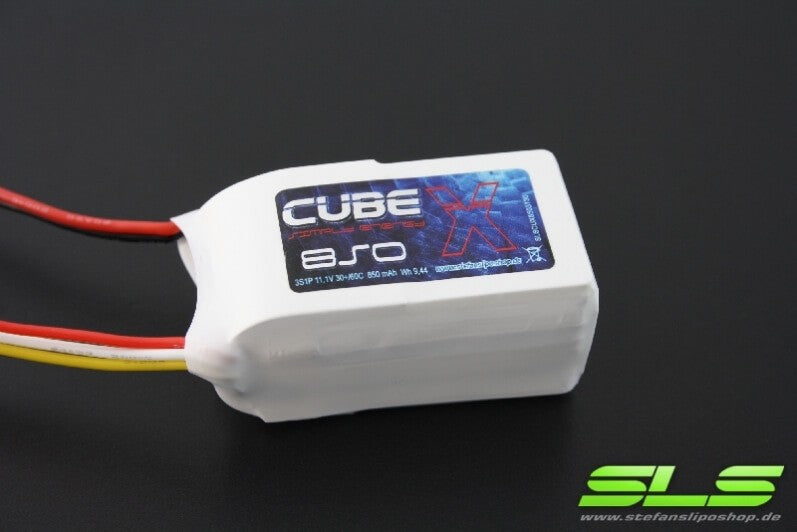 SLS LiPo Akku X-CUBE, 2S/ 850mAh, 7.4V, 30C/60C, 56x30x14mm, 45g