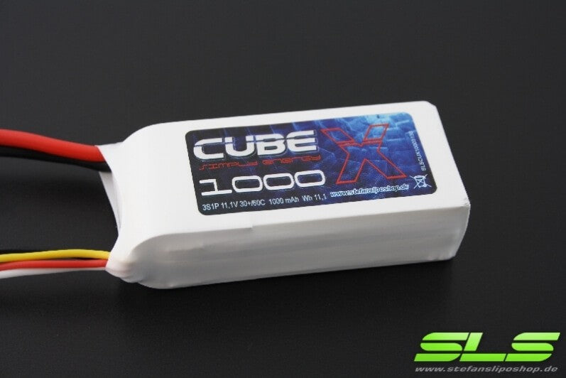 SLS LiPo Battery X-CUBE, 3S/1000mAh, 11.1V, 30C/60C, 71x31x19mm, 85g