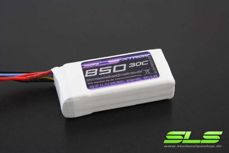 SLS LiPo Battery XTRON, 3S/850mAh, 11.1V, 30C/60C, 70x31x19mm, 73g