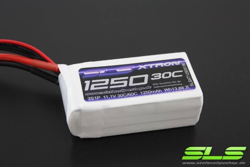 SLS LiPo Battery XTRON, 2S/1250mAh, 7.4V, 30C/60C, 68x35x16mm, 80g