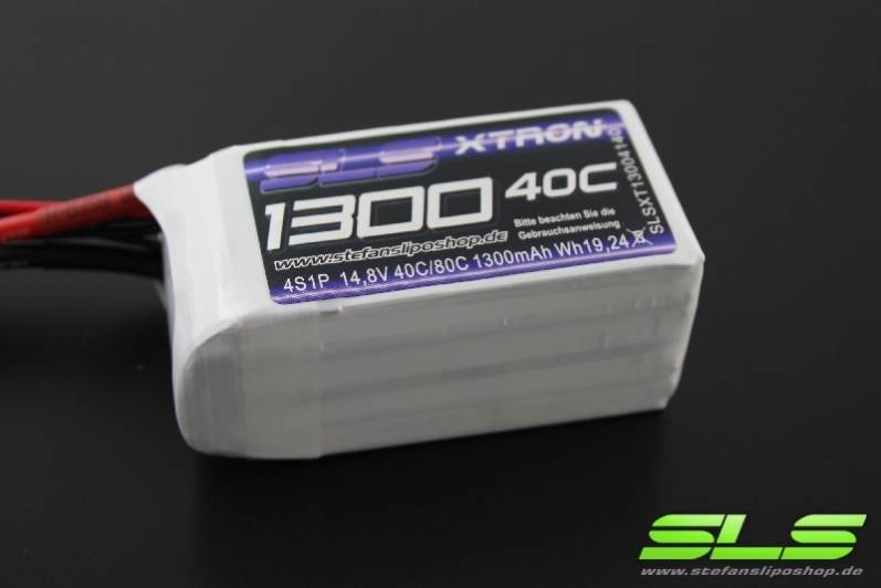 SLS LiPo Battery XTRON, 4S/1300mAh, 14.8V, 40C/80C, 72x34x31mm, 155g