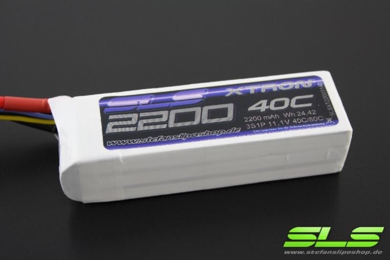 SLS LiPo Battery XTRON, 2S/2200mAh, 7.4V, 40C/80C, 105x34x18mm, 130g