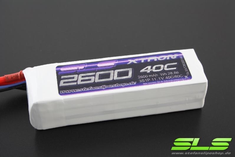 SLS LiPo Akku XTRON, 3S/2600mAh, 11.1V, 40C/80C, 117x34x27mm, 214g