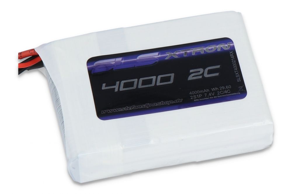 SLS LiPo Battery XTRON RTX, 2S/4000mAh, 7.4V 2C/4C - Receiver Battery, 73x52x19mm, 149g