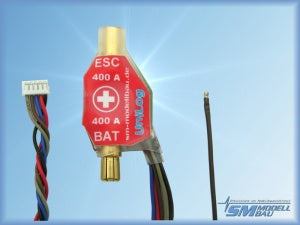 UNILog Stromsensor 400A mit 6mm LMT Goldkontakt (Akku - = Stecker), SM # 2517