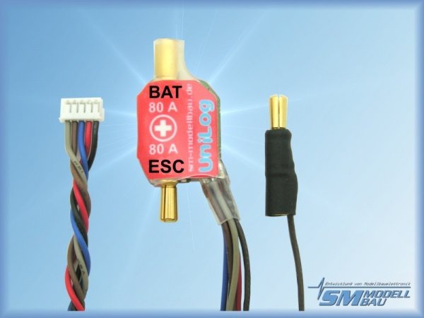 UniLog Stromsensor 80A mit 3.5mm Goldsteckern (Akku+ = Stecker), SM # 2535
