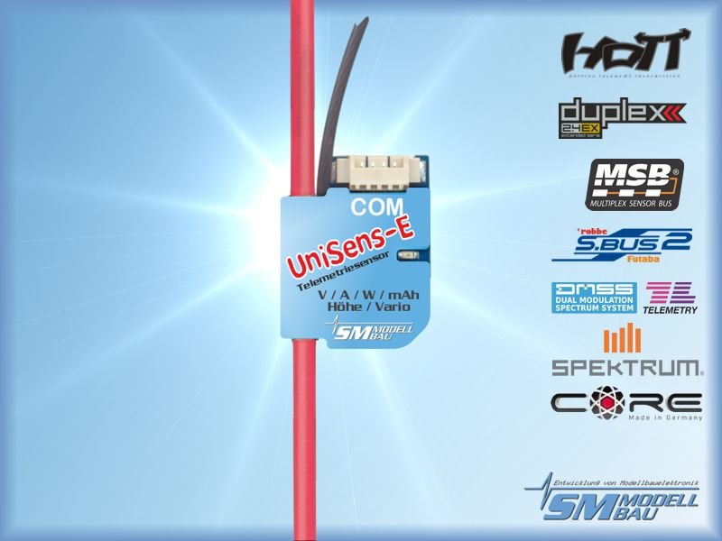UniSens-E mit 1,5mm² Silikonkabel, max. 55A, SM-Modellbau # 3108