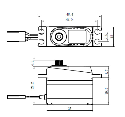 Servo Savox SV-1257MG+ HV Heckservo 500er Helis, 35x15x29.2mm, 29.6g, 45Ncm@8.4V