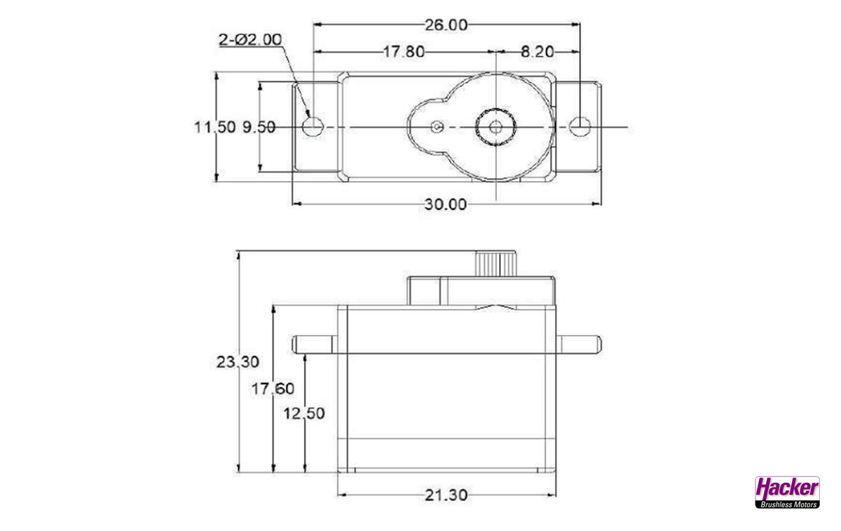 Servo Ditex EL0117M, 20 x 11,3 x 21mm, 6gr., 11 N/cm@6V