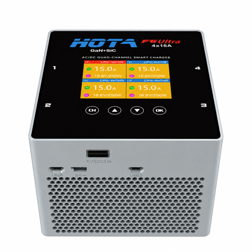 HOTA F6 Ultra Ladegerät, 1 - 6S, 4-Kanal AC/DC Smart Charger, 15A