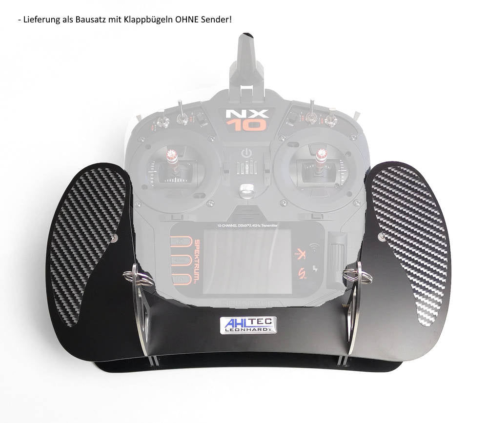 Transmitter Tray for Spektrum NX6, NX8, NX10 in Black with Folding Bail Handle, AHLTEC