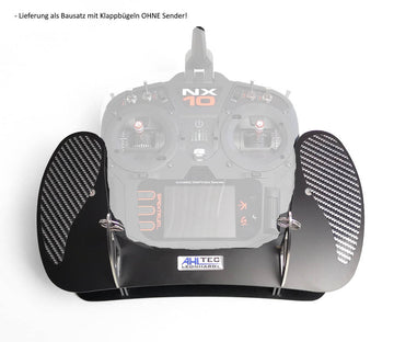 Transmitter Tray for Spektrum NX6, NX8, NX10 in Black with Folding Bail Handle, AHLTEC