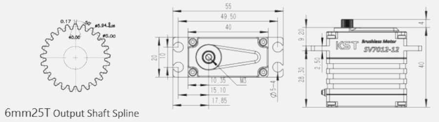 Servo KST SV7012-12 V8, 40x20x40mm, 750Ncm@13V, 75g