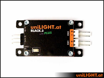 uniLIGHT Black 2+, 2-Kanal LED Steuerung, 45x22x5mm, 6g, je 4A, 15 Effekte
