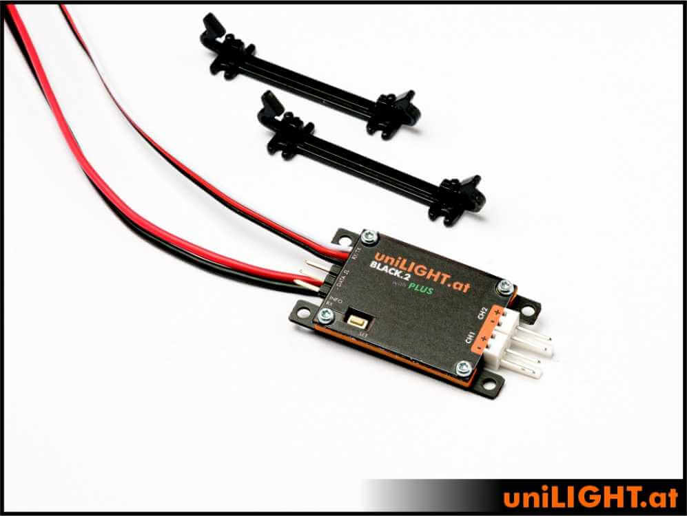 uniLIGHT Black 2+, 2-Kanal LED Steuerung, 45x22x5mm, 6g, je 4A, 15 Effekte