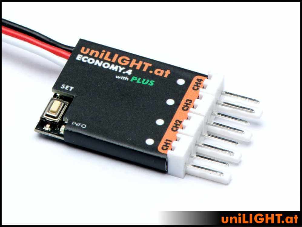 uniLIGHT Economy 4, 4-Kanal LED Steuerung, 30x20x6mm, 5g, je 2A, 15 Effekte