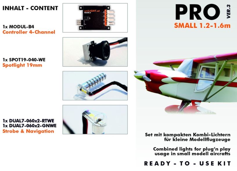 uniLIGHT Lighting Set Plane PRO-Small for 1.2-1.6m (Content see description)