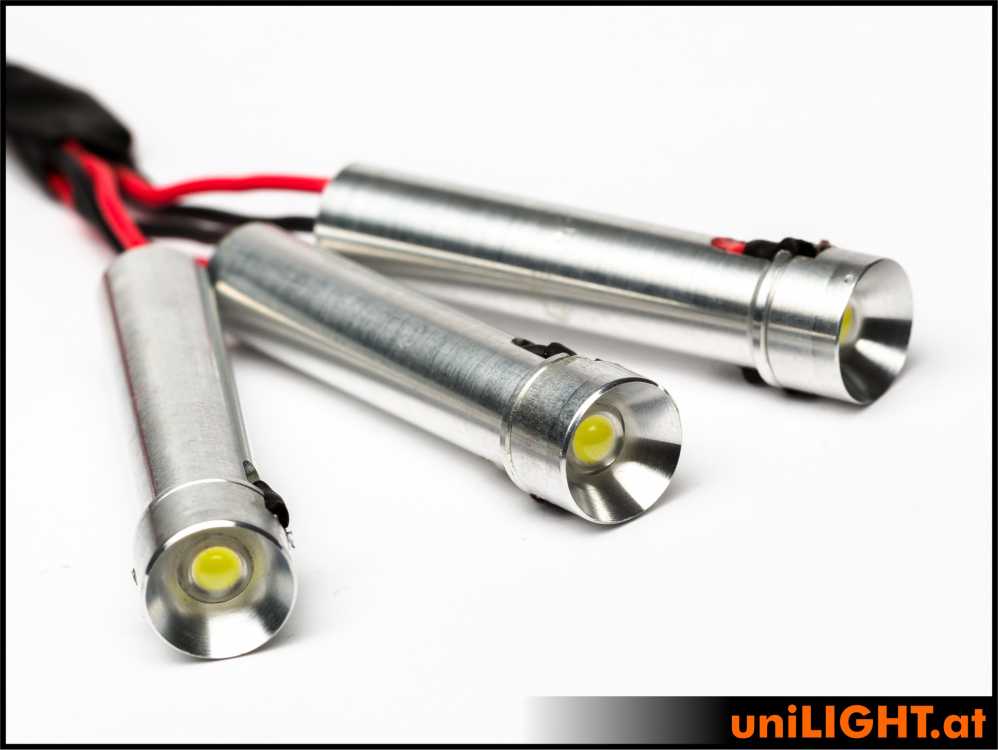 uniLIGHT 12mm Triple Aluminum Headlight, 3x8W, T-FUSE, WHITE, 12V