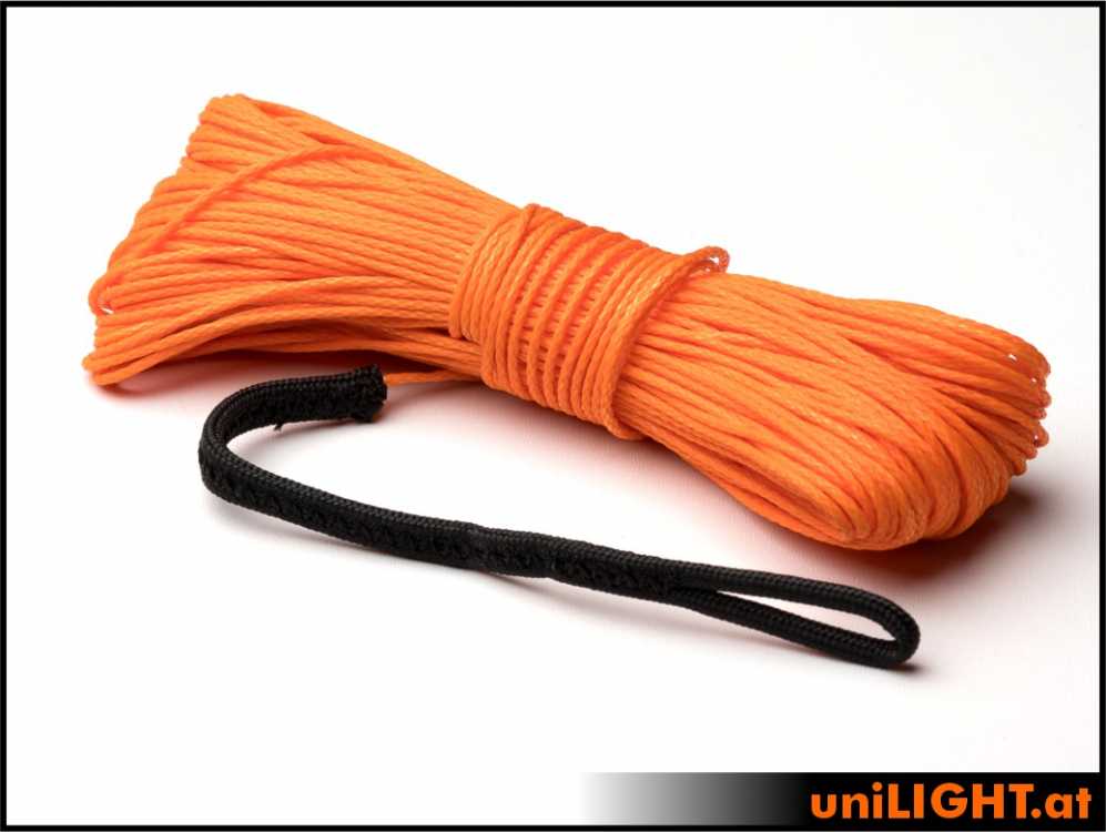 uniLIGHT Windenseil 1.0mm, 160daN Reißkraft, ORANGE, 30m, einseitig vernäht