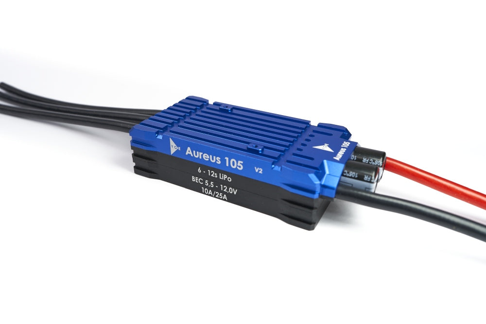 Brushless-Regler YGE 105 Aureus V2 HVT, 12/25A @ 5.5-12V BEC, Telemetrie