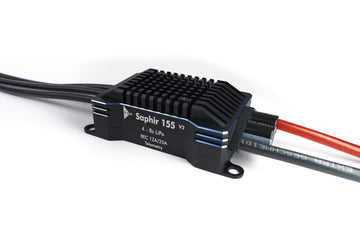 Brushless ESC YGE 155 Saphir V2, 4-8S, 12/25A 5.5-12V UHV-BEC, Telemetry, Fan