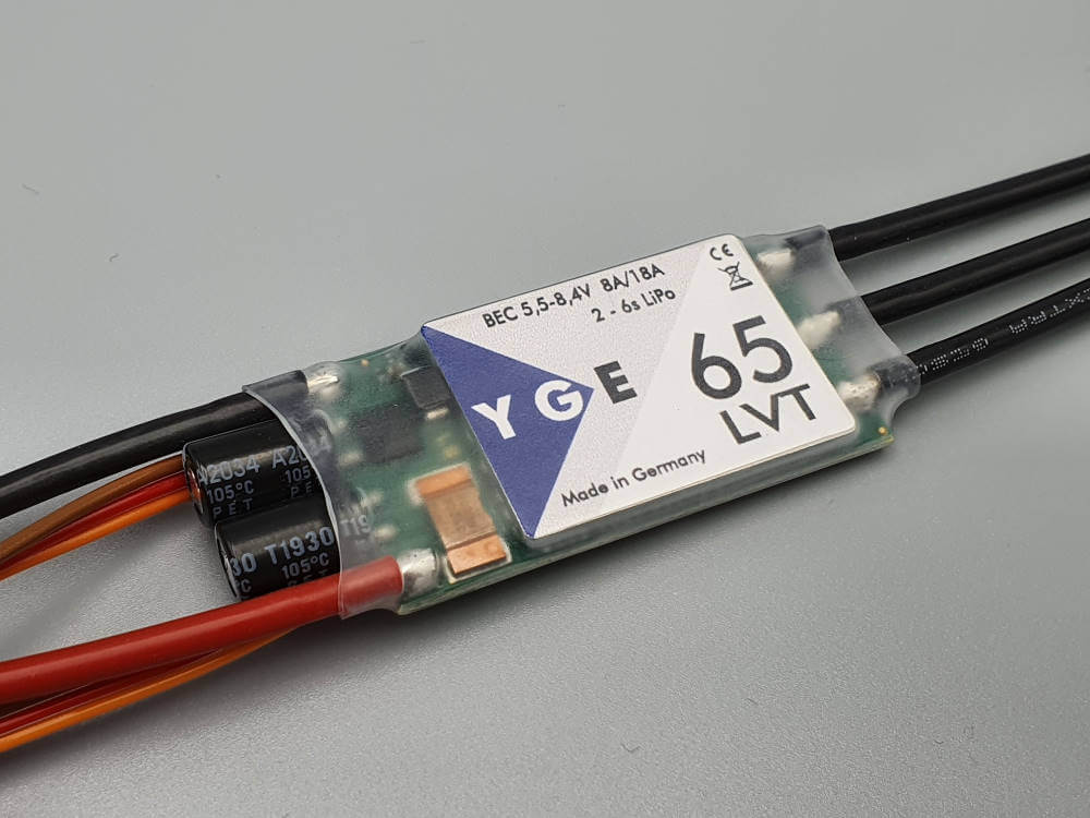 Brushless-Regler YGE 65 LVT mit BEC (5,5-8,4V) und Telemetrie