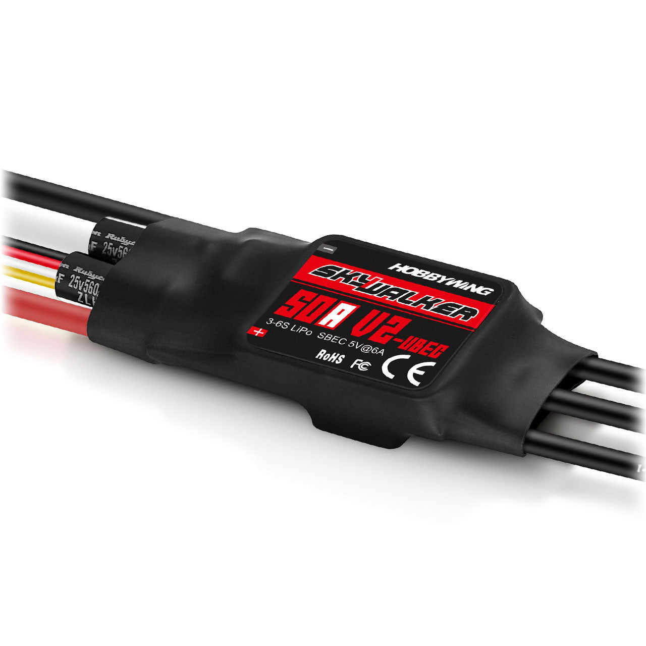 Hobbywing Skywalker Brushless Regler 50A V2, 3-6S LiPo, 6A BEC, # HW30216400