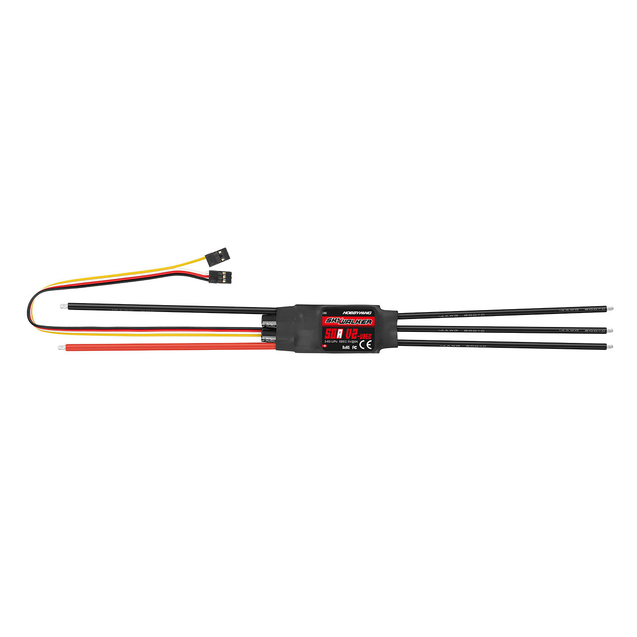 Hobbywing Skywalker Brushless Regler 50A V2, 3-6S LiPo, 6A BEC, # HW30216400
