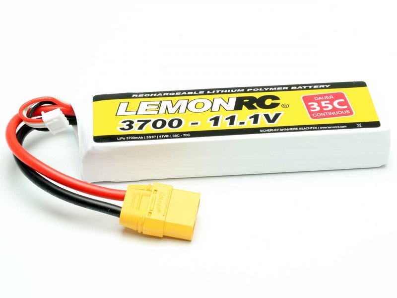 LiPo-Akku Lemon RC 3S/3700mAh, 11.1V, 35/70C, 135x43x22 mm, 282g