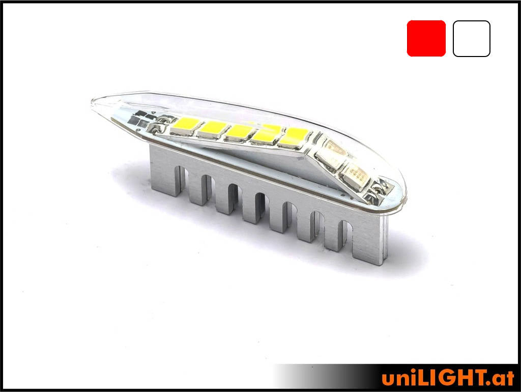 uniLIGHT 10mm DUAL Navigation und Blitzlicht kurz, 25Wx2, für 8/12V, Farbe rot/weiß