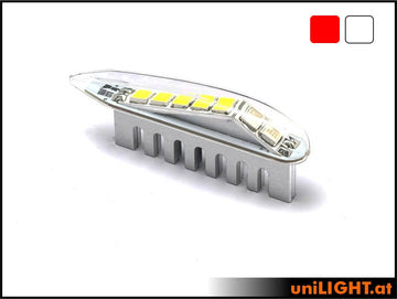 uniLIGHT 10mm DUAL Navigation und Blitzlicht kurz, 25Wx2, für 8/12V, Farbe rot/weiß
