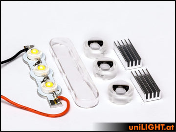 uniLIGHT 13mm ECO-Scheinwerfer 3er Leiste für Gleitschirme, 3x6W